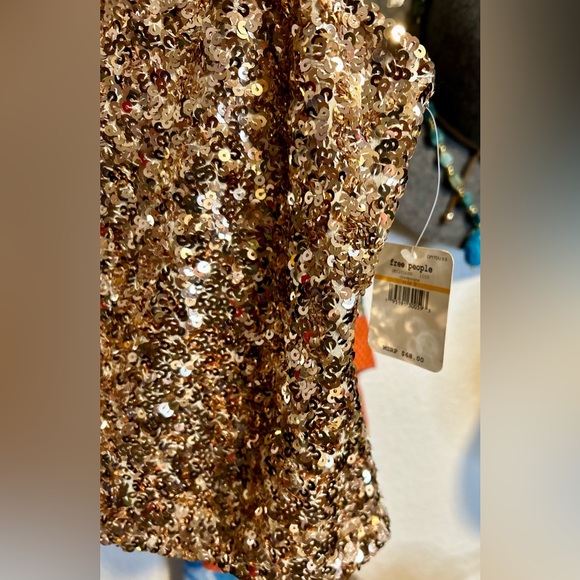 NWT Free People Hey Girl Sequin Cami Champagne size Small - Picture 14 of 16